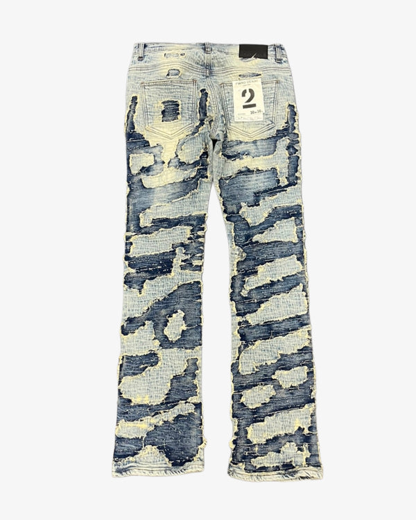 Distressed Wave Mens Stack Jeans