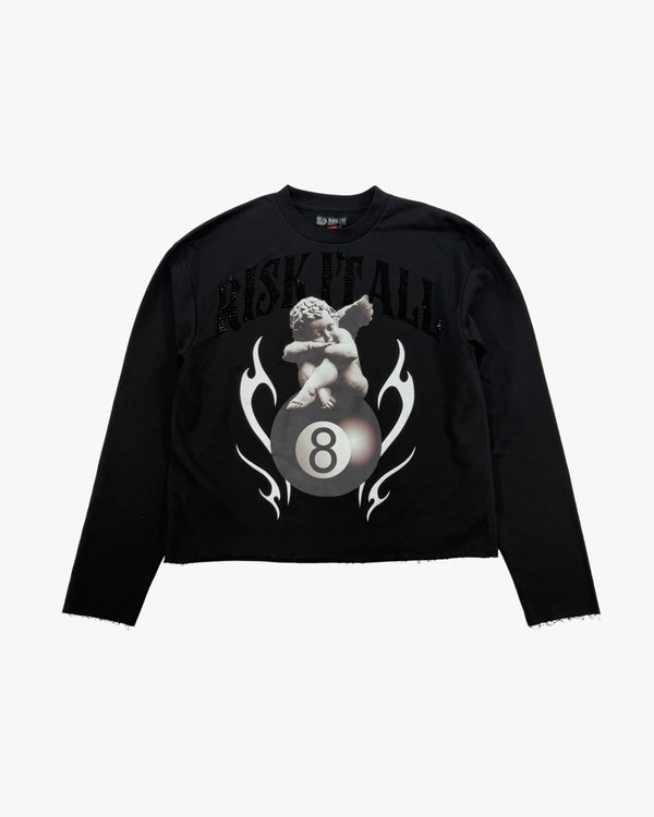 Angel Crop Rhinestone Crewneck