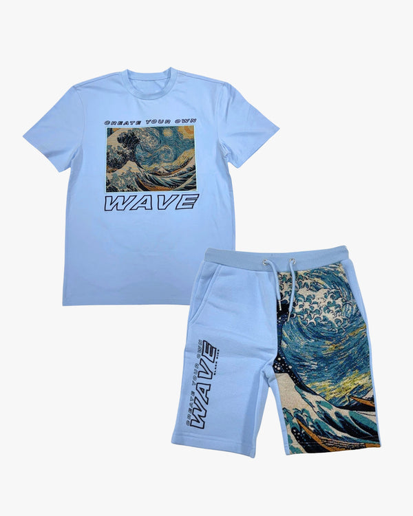 Wave Graphic Tee & Shorts Toddler Set