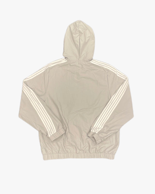 Curved Striped Hooded Windbreaker Jacket