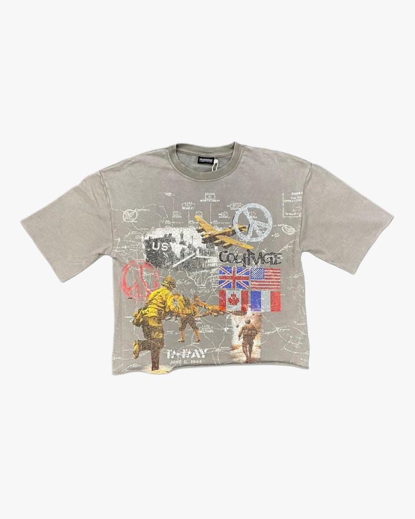 D-Day Courage Rhinestone Cropped Tee