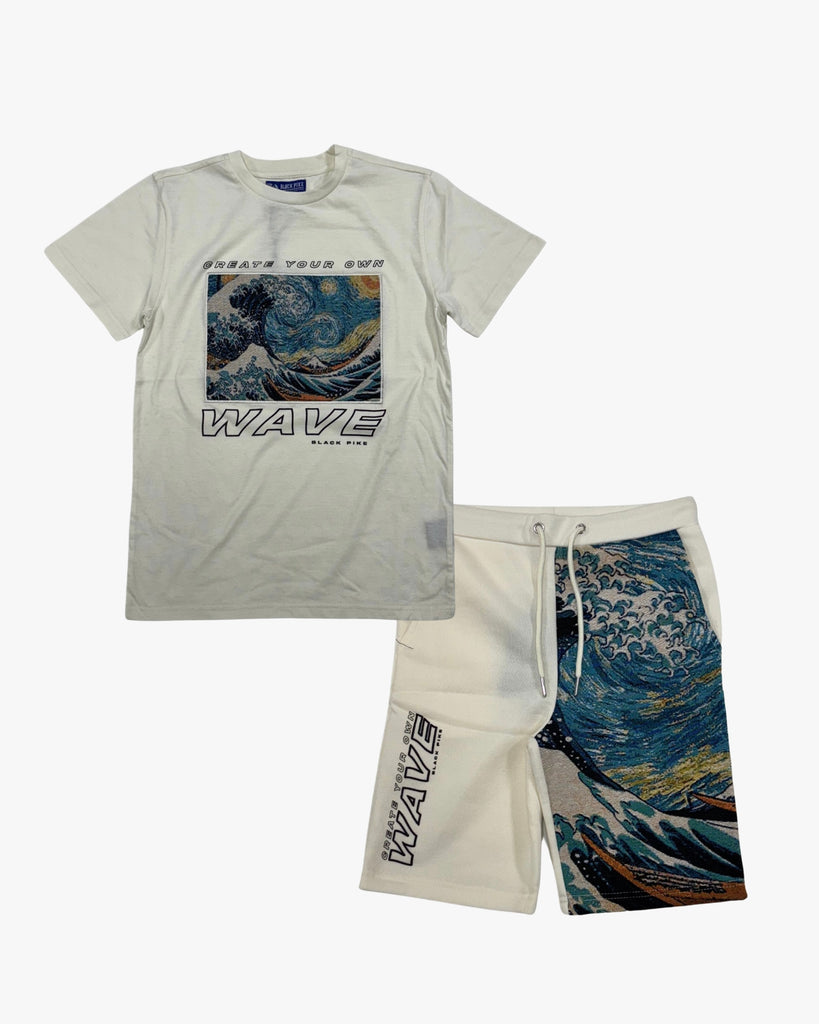 Wave Graphic Tee & Shorts Toddler Set