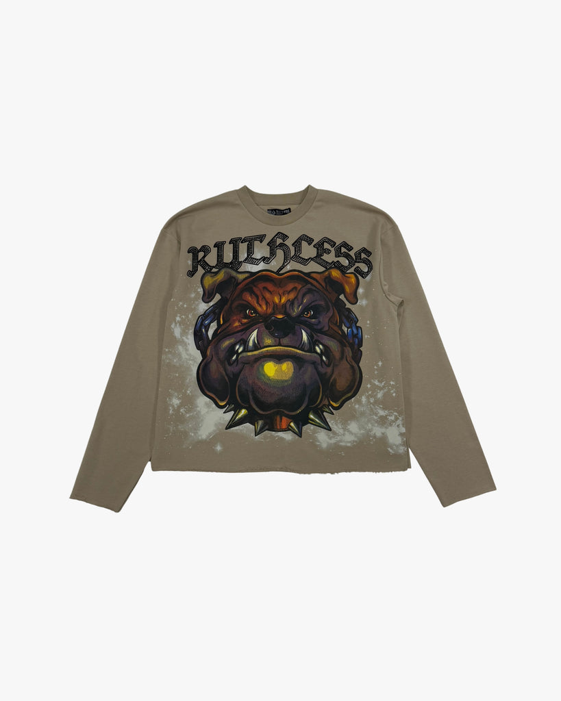 Kids Bulldog Crop Rhinestone Crewneck