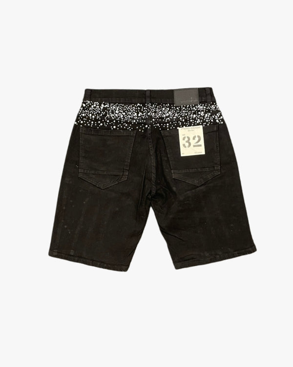 Kids Rhinestone Striped Denim Shorts