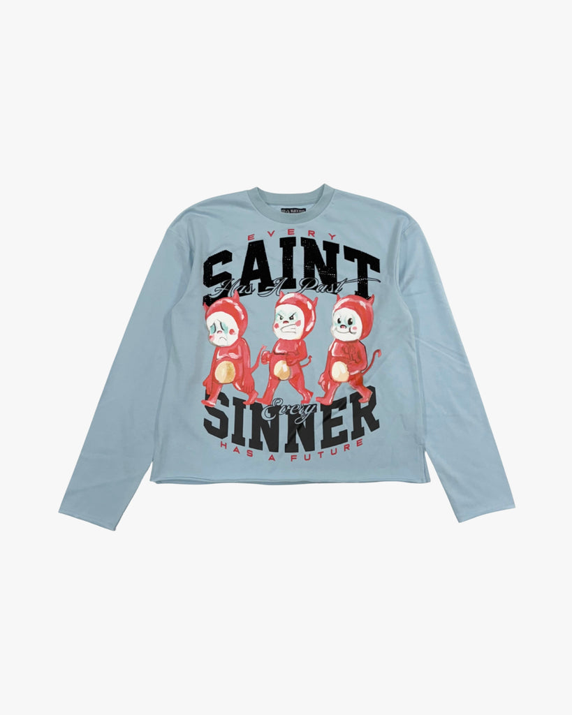 Saint Sinner Crop Rhinestone Crewneck