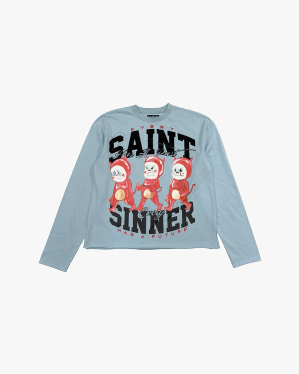 Kids Saint Sinner Crop Rhinestone Crewneck