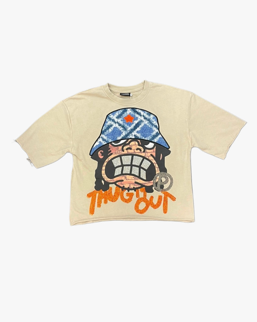 Thug it Out Rhinestone Cropped Tee