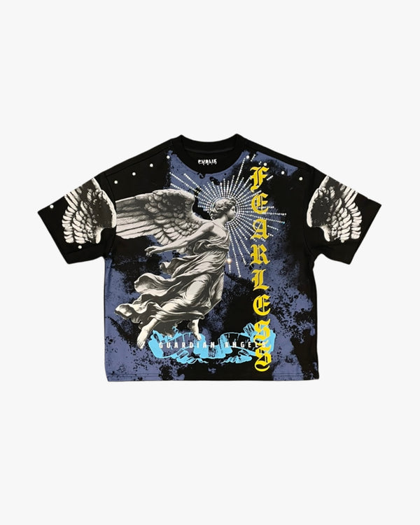 Guardian Angel Rhinestone Crop Tee