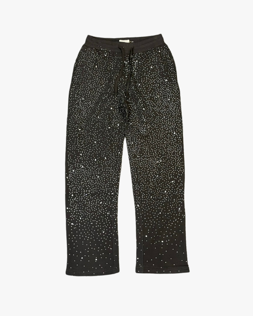 Mens Rhinestone Stacked Sweatpants