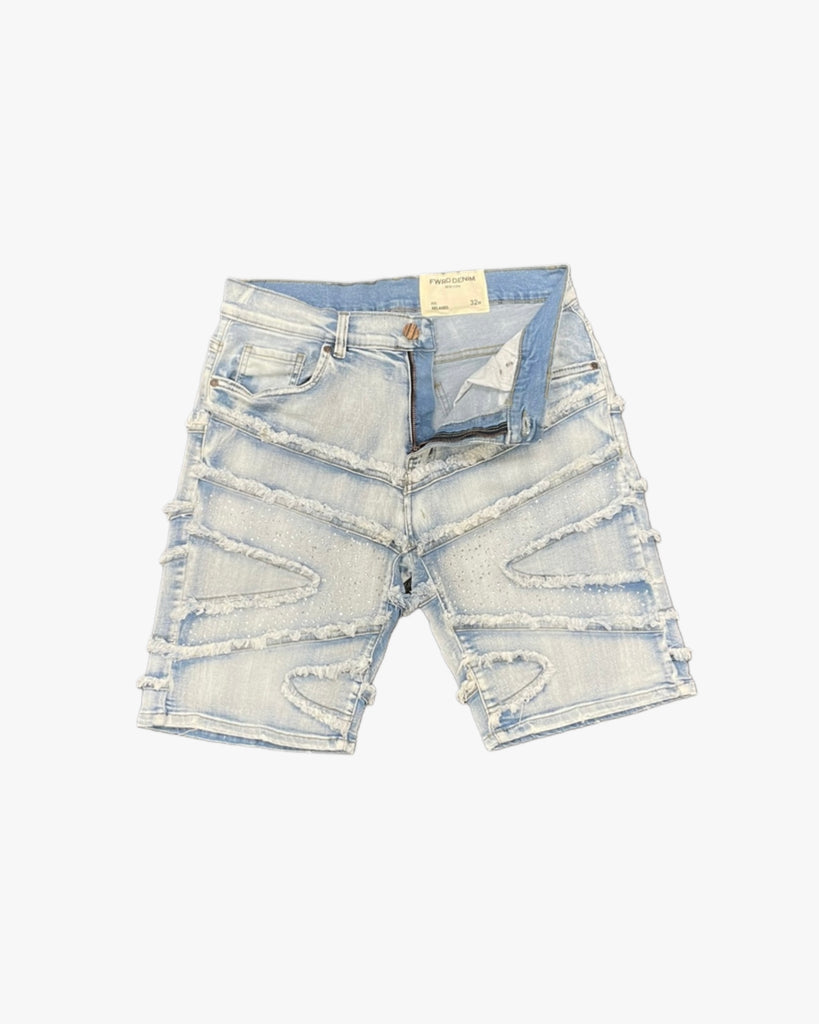 Rhinestone Panel Denim Shorts