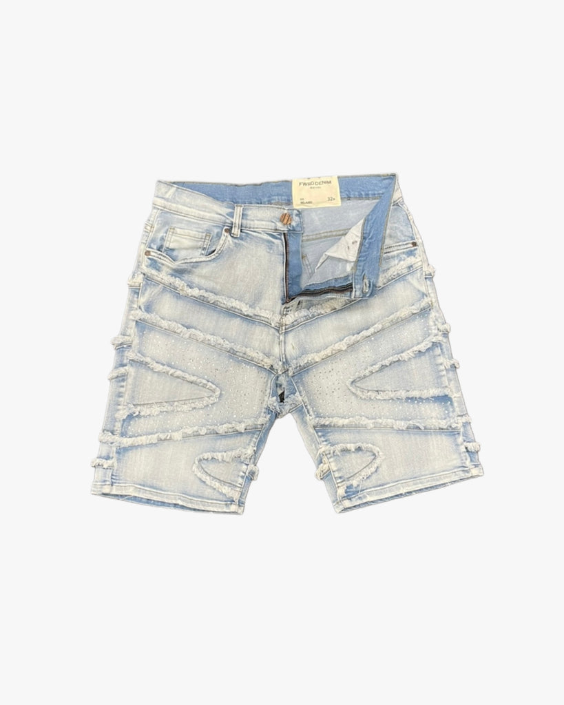 Kids Rhinestone Panel Denim Shorts
