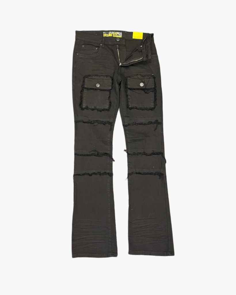 Spark Frayed Stacked Cargo Pants