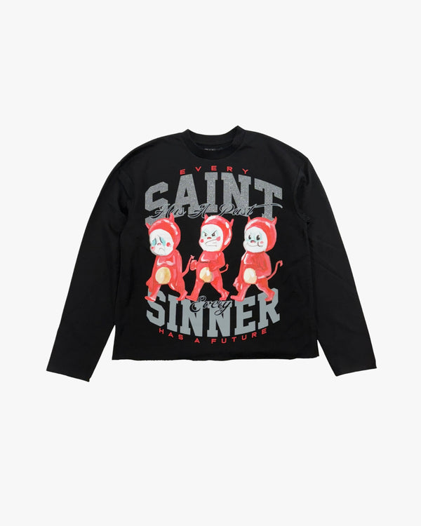 Saint Sinner Crop Rhinestone Crewneck