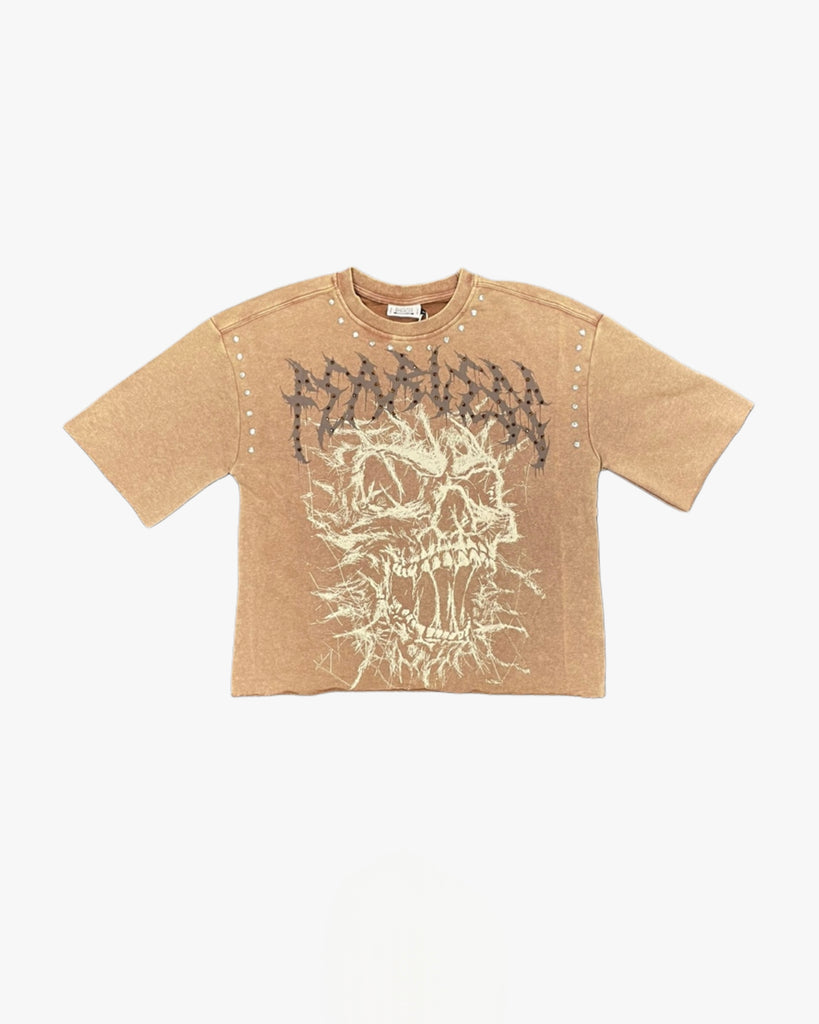 Fearless Skull Cropped Graphic Tee