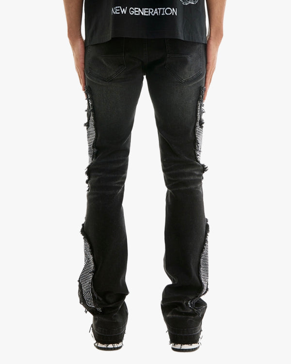 KDNK Flame Rhinestone Flared Jeans