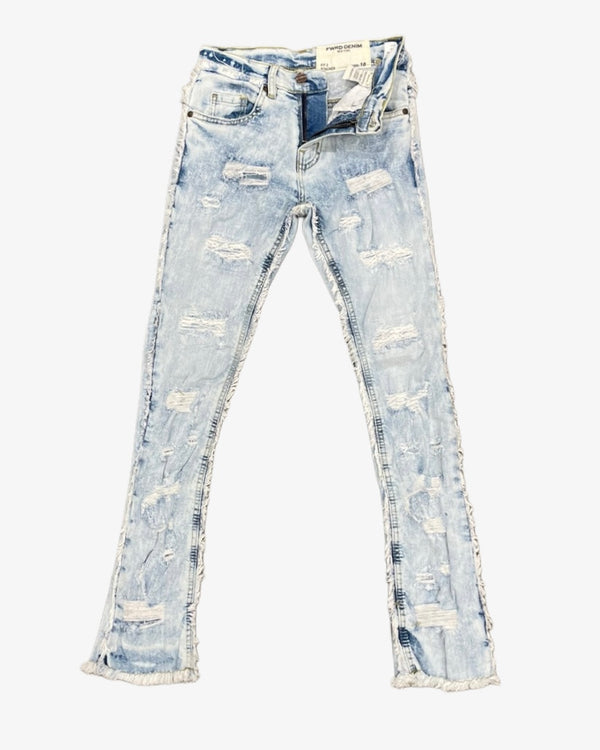 Slashed Stacked Kids Jeans