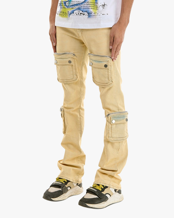 KDNK 3D Cargo Flared Jeans