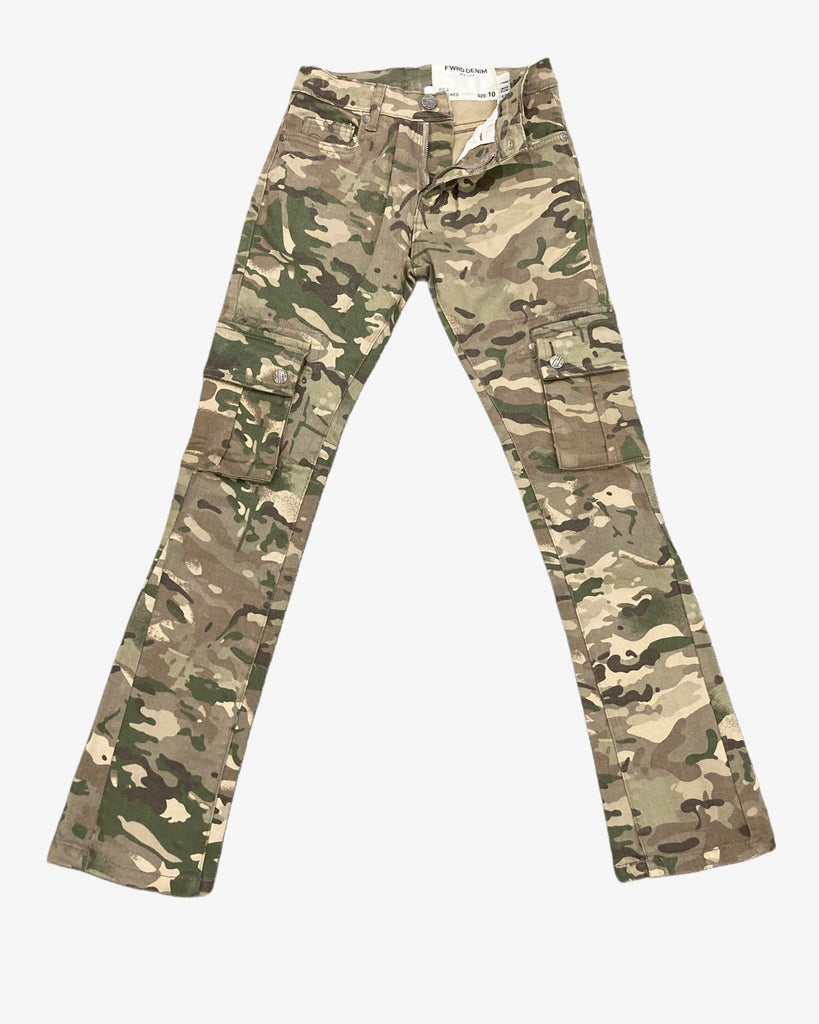 Camo Kids Stacked Cargo Pants