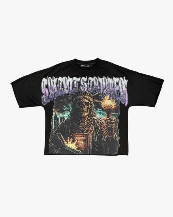 Saint Sinner Skull Cropped Tee