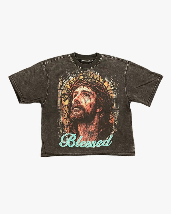 Blessed Jesus Rhinestone Cropped Tee