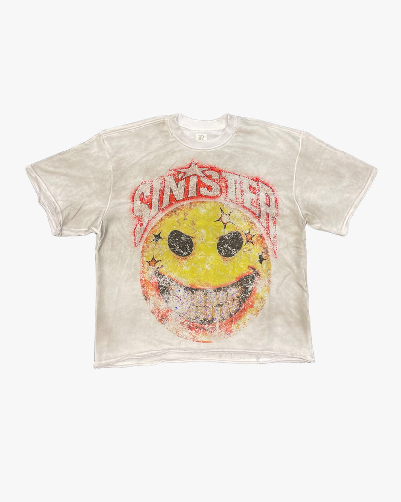 Smiley Face Rhinestone Cropped Tee