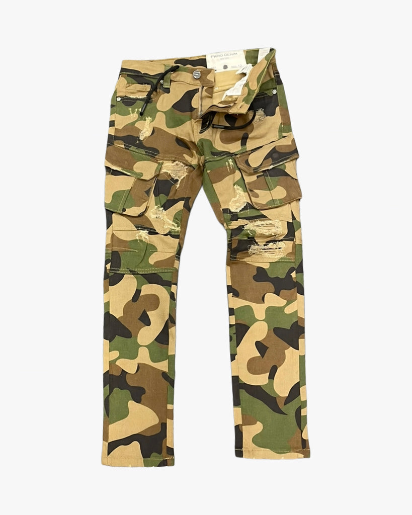 Ripped Camo Kids Slim Cargo Pants