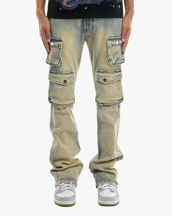 KDNK Rhinestone & Cargo Jeans