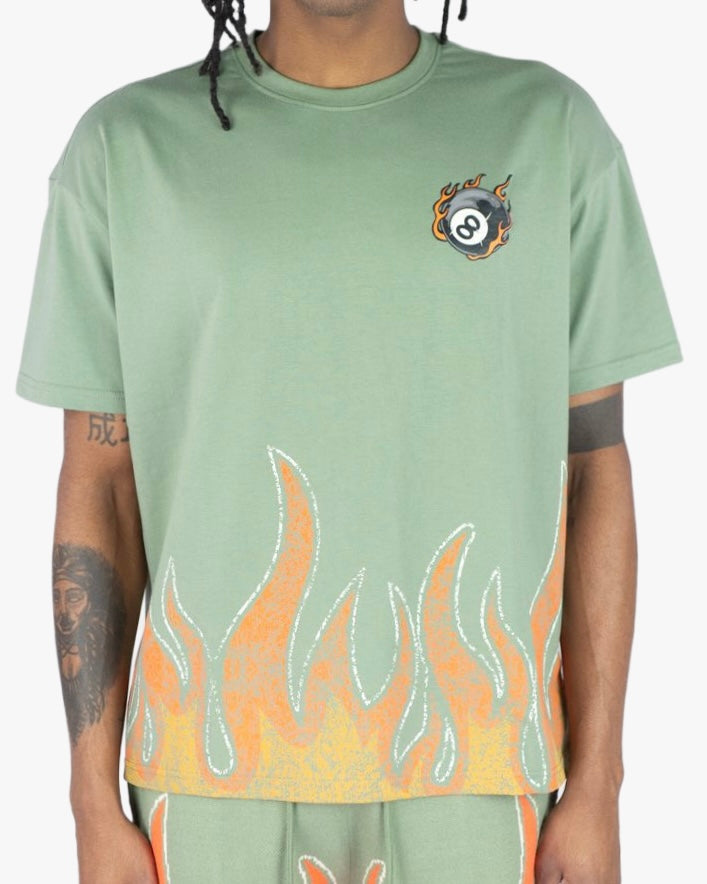 Flame 8 Ball Oversized Graphic Tee