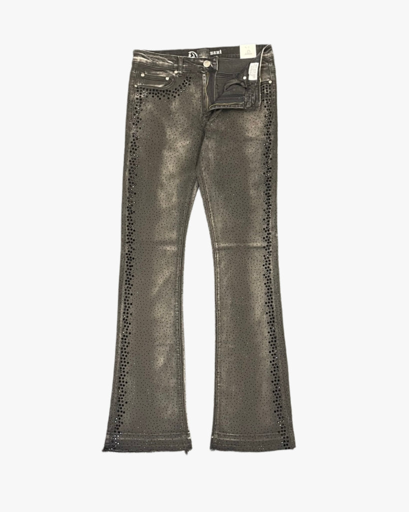 Mens Heavy Rhinestone Stack Jeans