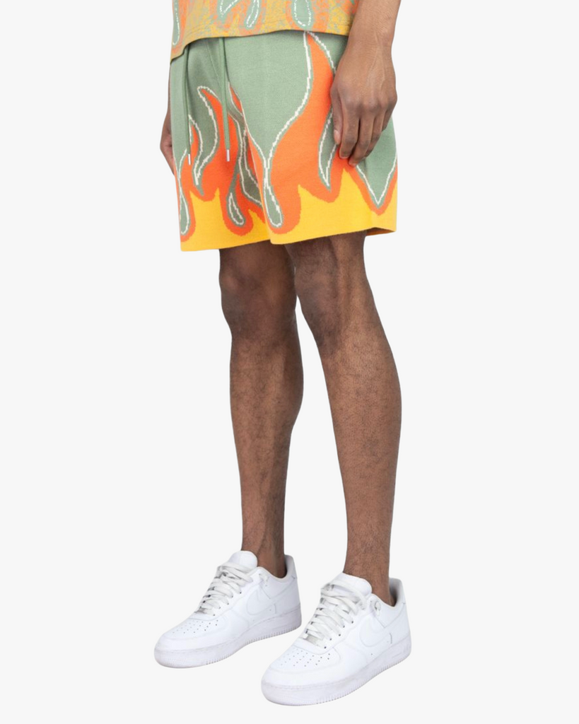 Flame Graphic Sweater Shorts