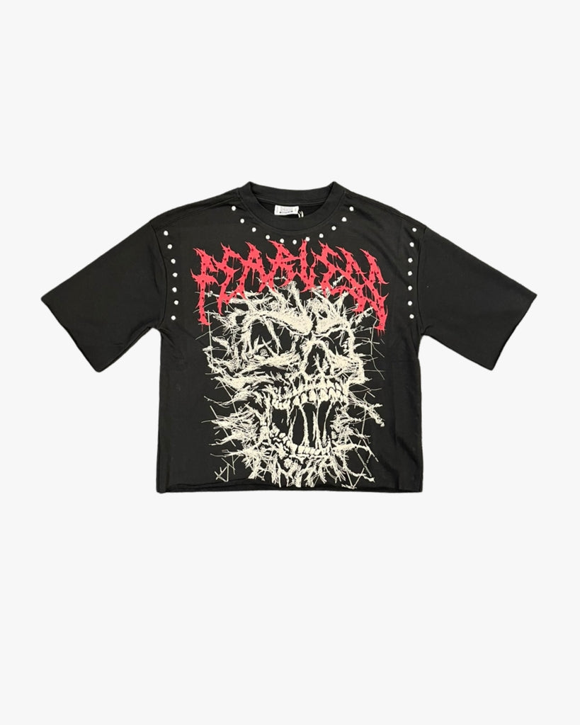 Fearless Skull Cropped Graphic Tee