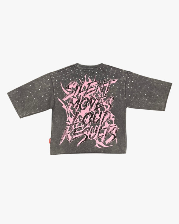 Silent Moves Rhinestone Cropped Tee