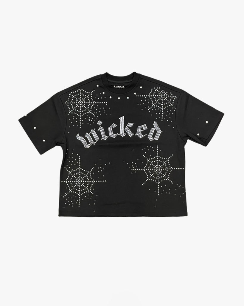 Wicked Skull Rhinestone Crop Tee