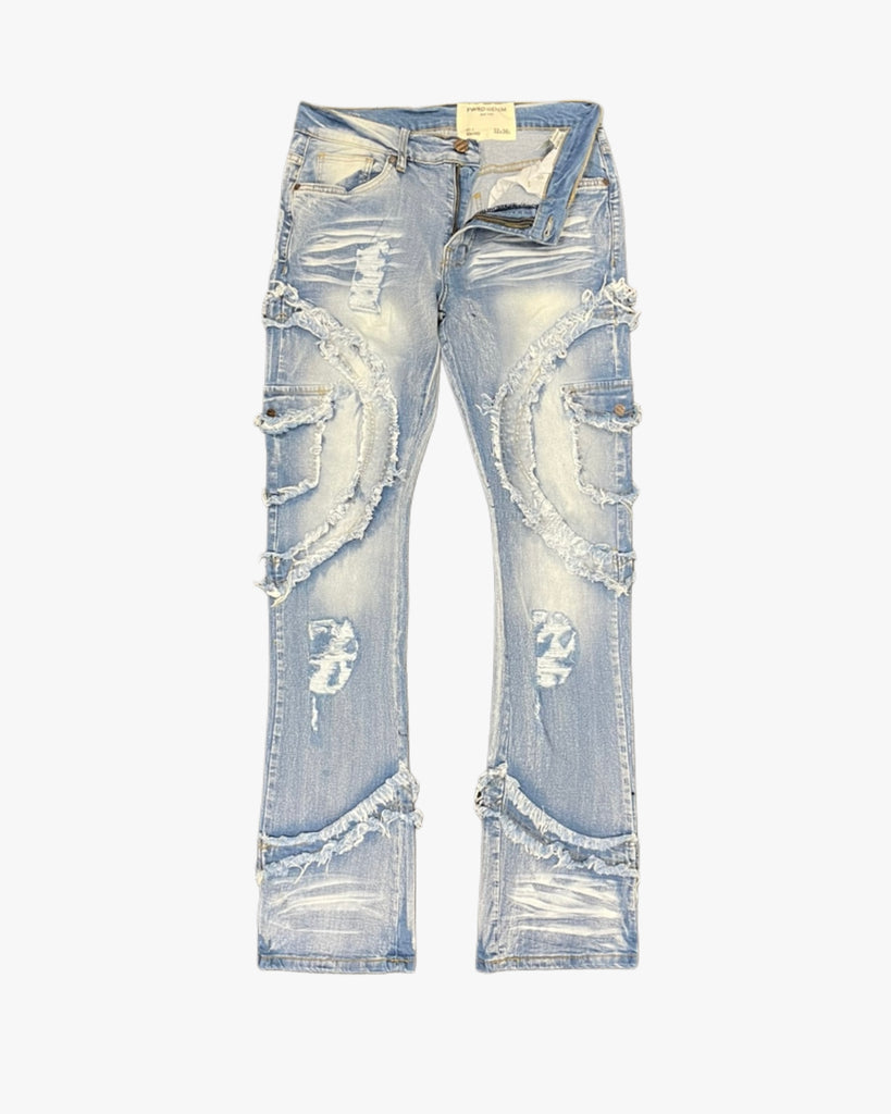 Distressed Swirl Stacked Jeans