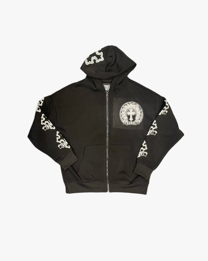 Paradise Cross Cropped Zip Up Hoodie