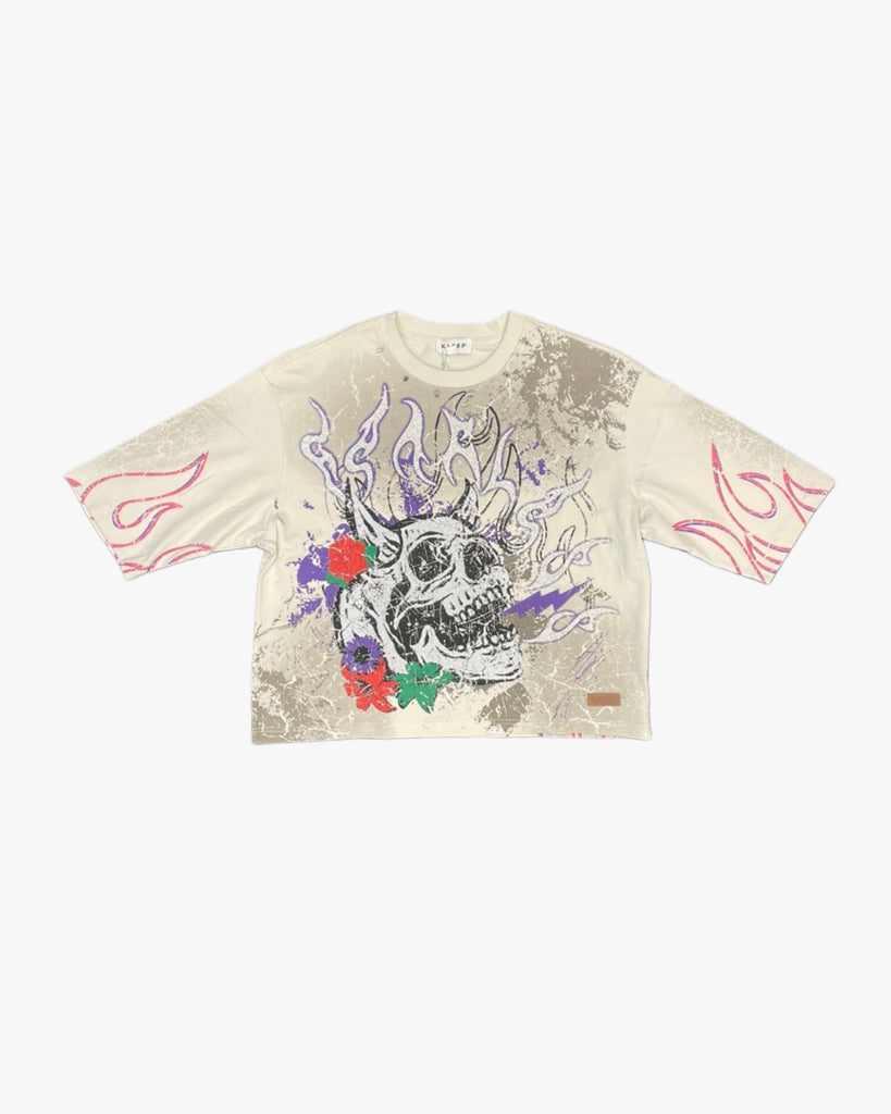 Skull Fierce Skull Cropped Tee