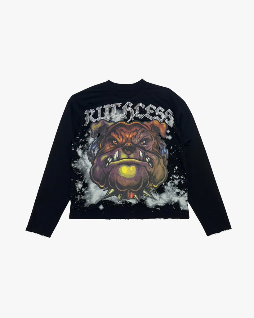 Bulldog Crop Rhinestone Crewneck