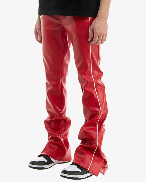 KDNK Piped Leather Flare Pants