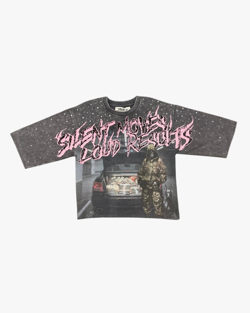 Silent Moves Rhinestone Cropped Tee