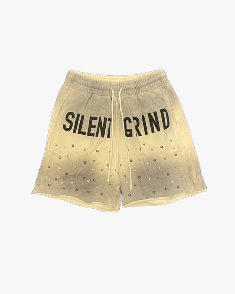 Silent Grind Rhinestone Graphic Shorts