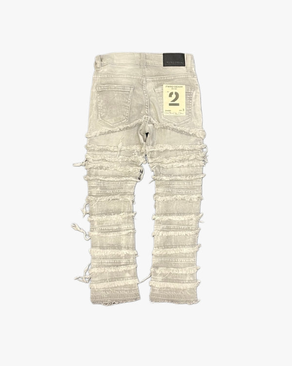 Toddler Lined Frayed Stacked Jeans