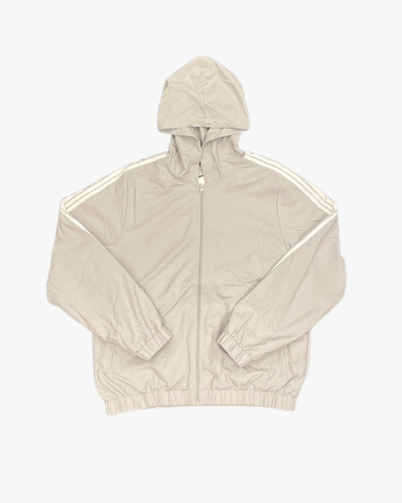 Curved Striped Hooded Windbreaker Jacket