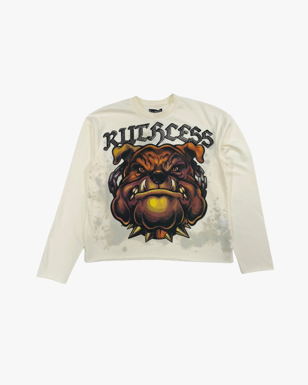 Kids Bulldog Crop Rhinestone Crewneck
