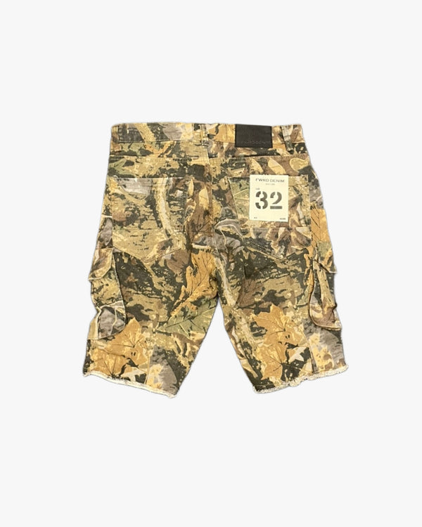 Camo Pocket Distressed Denim Shorts