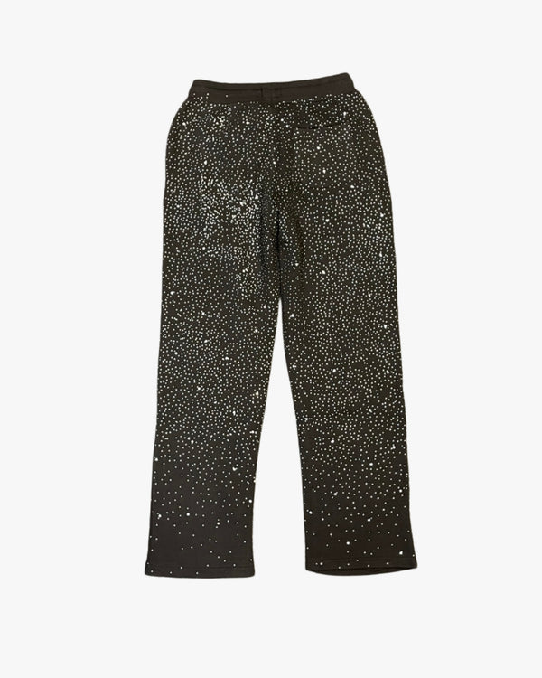Mens Rhinestone Stacked Sweatpants