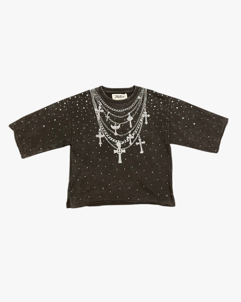 Chains Rhinestone Cropped Tee