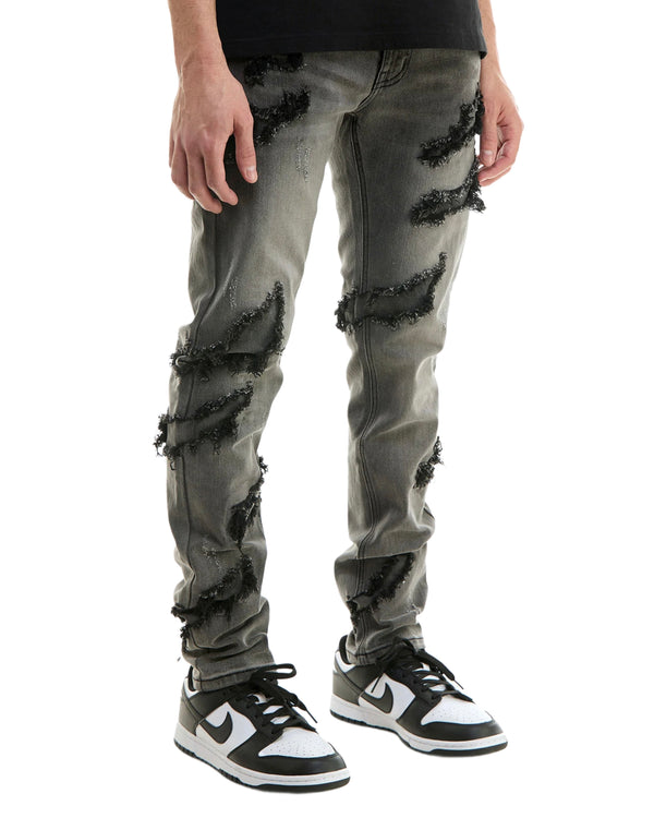 KDNK Patched Skinny Jeans