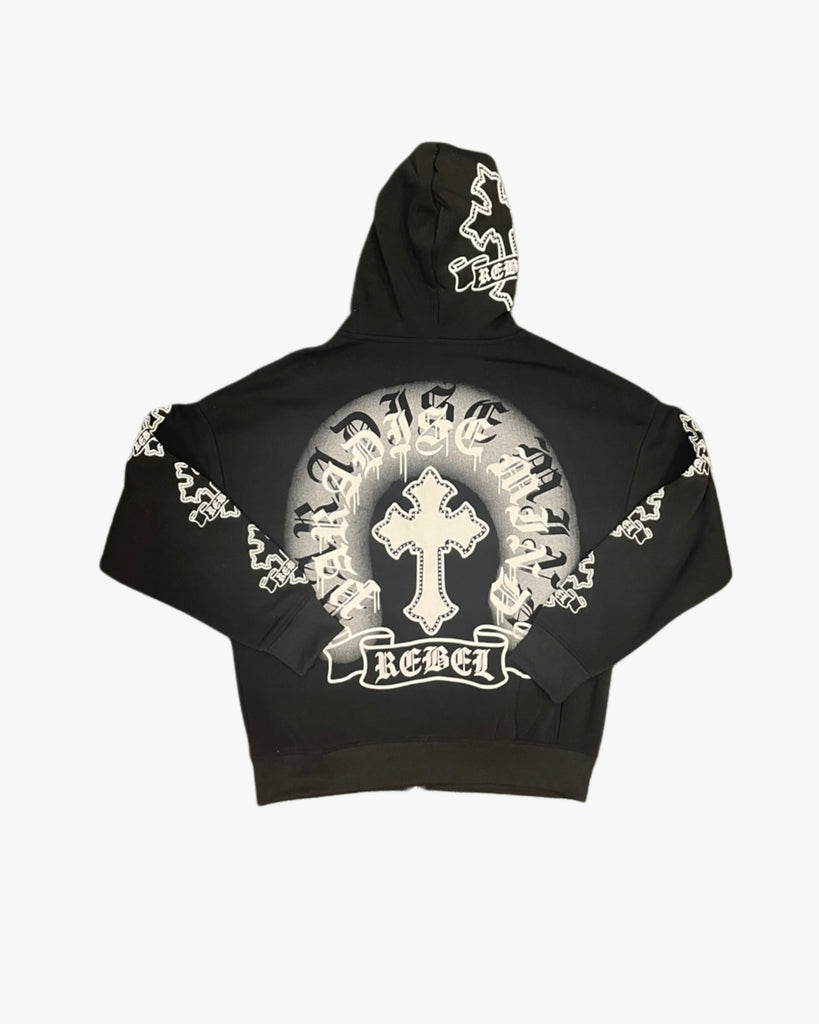 Paradise Cross Cropped Zip Up Hoodie