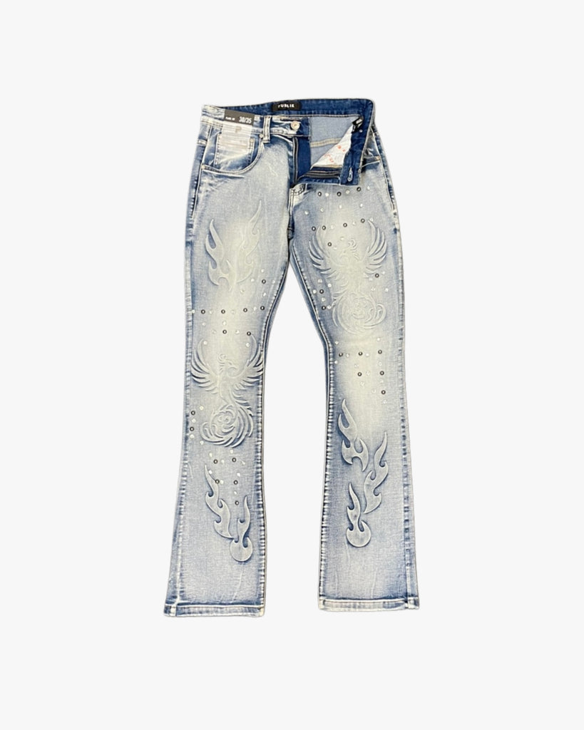 Rhinestone Phoenix Stacked Jeans