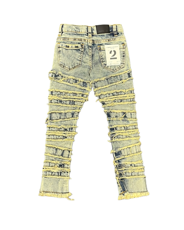 Lined Frayed Toddlers Stack Jeans